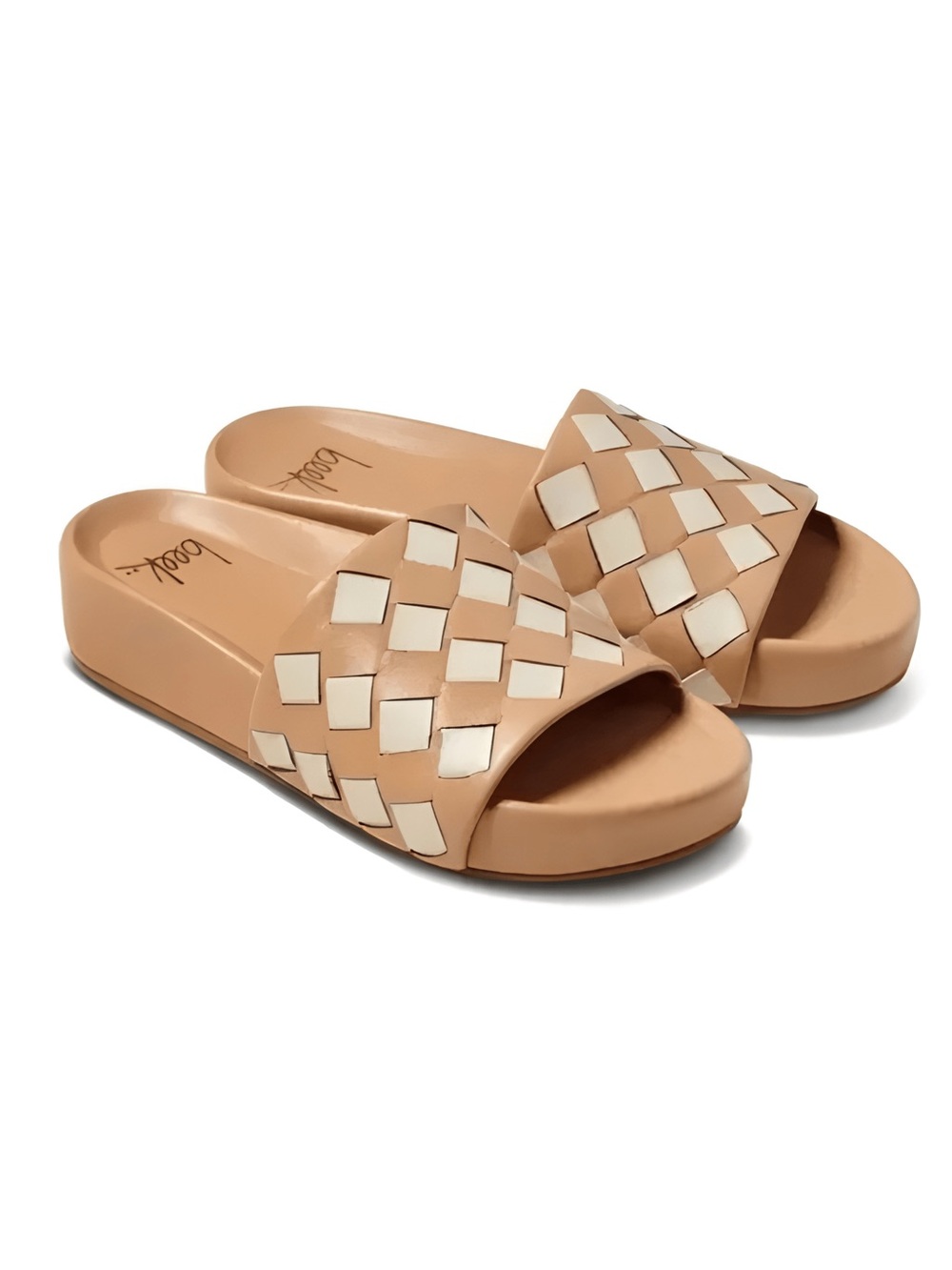 beek Pelican Woven Leather Platform Slide Sandals Beach Tan Sz 9 MSRP $290